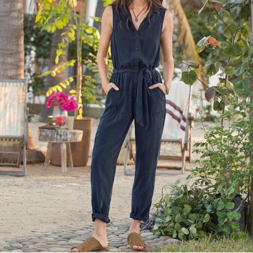 Sundance Navy Belted Jumpsuit - XL